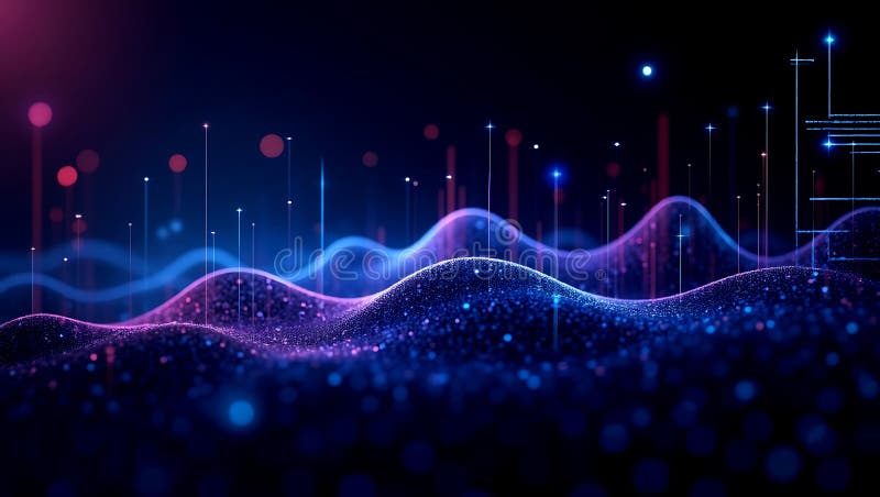 Futuristic HighContrast 3D Graph Visualizer med växlande datanoder royaltyfri illustrationer