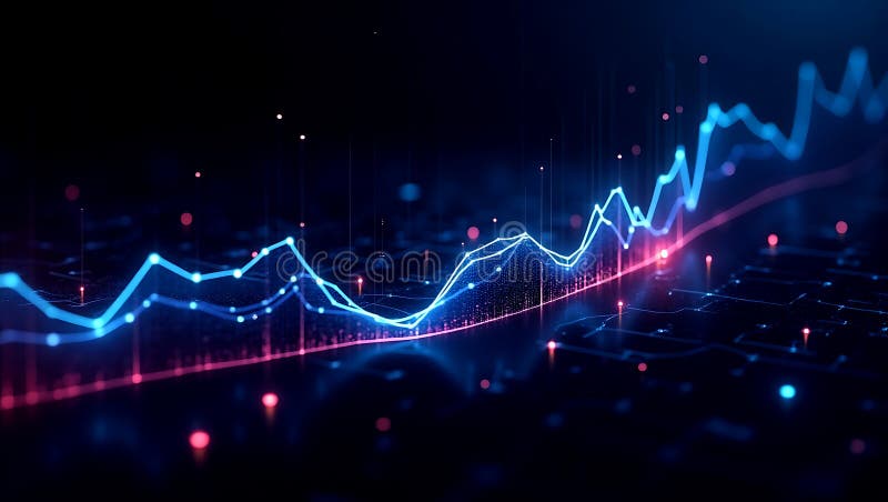 Futuristic HighContrast 3D Graph Visualizer med växlande datanoder stock illustrationer