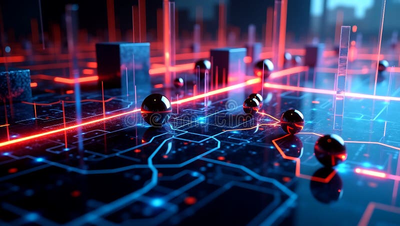 Futuristic HighContrast 3D Graph Visualizer med växlande datanoder vektor illustrationer