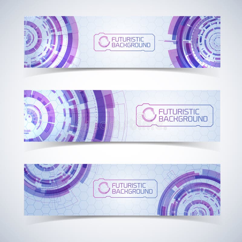 Futuristic Horizontal Banners Set royalty free illustration