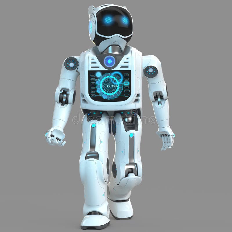 A futuristic human robot design possessing intelligent movement and adaptation abilities. royalty free illustration