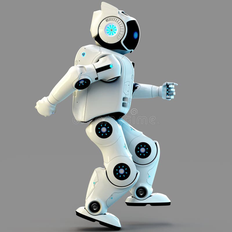 A futuristic human robot design possessing intelligent movement and adaptation abilities. stock illustration