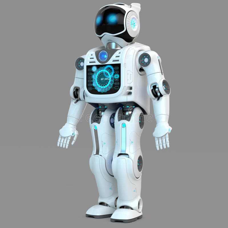 A futuristic human robot design possessing intelligent movement and adaptation abilities. stock illustration
