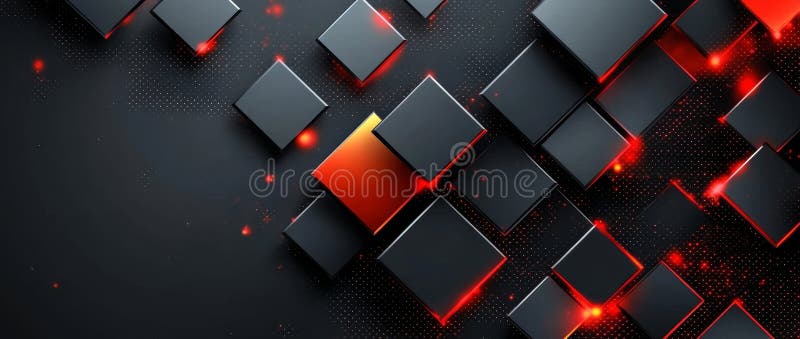 Futuristic IC Circuit Abstract Background 3D Rendering in red stock illustration