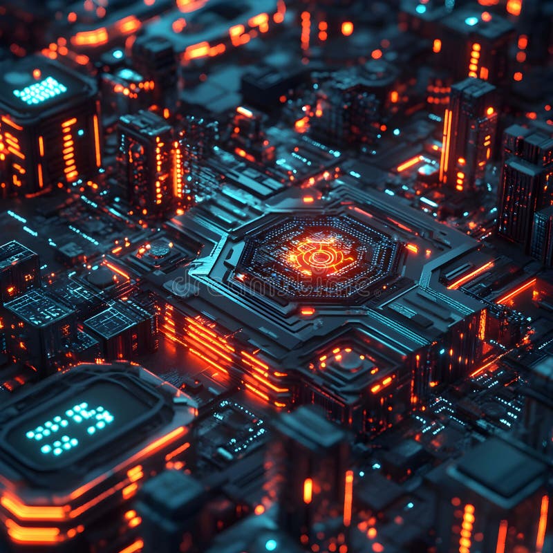 Futuristic Illustration of Blockchain Technology and Web3 Concepts stock illustration