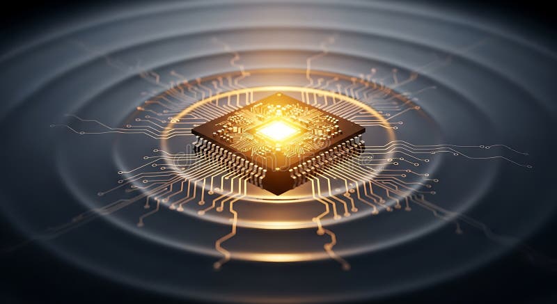 CPU Processor Chip AI, Technology, Data, Computing Power vector illustration