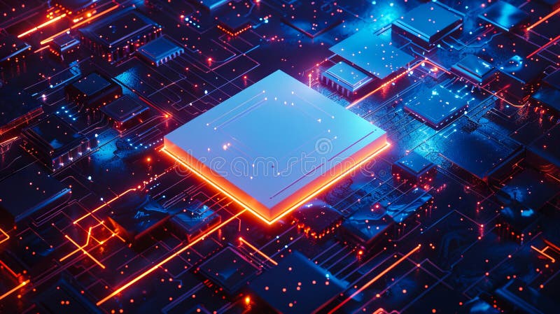 A futuristic image of a computer chip stock images