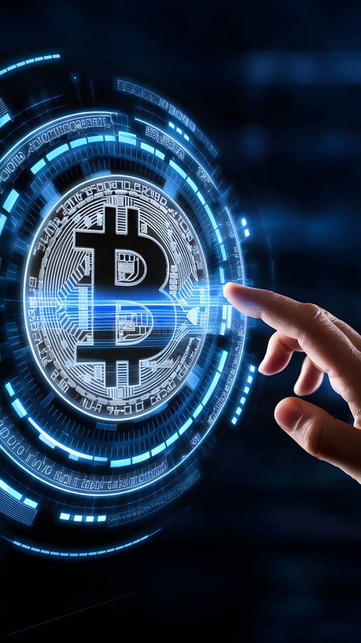 Futuristic interface shows bitcoin symbol glowing amid digital finance elements futuristic digital interface featuring the bitcoin vektor abbildung