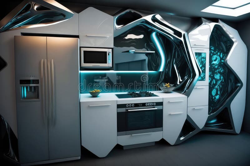 Futuristic Kitchen, with Sleek and Stylish Appliances, Futuristic ...