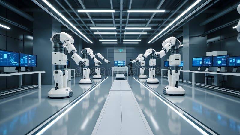 Futuristic Lab Symphony: High-Tech Precision in Motion royalty free illustration