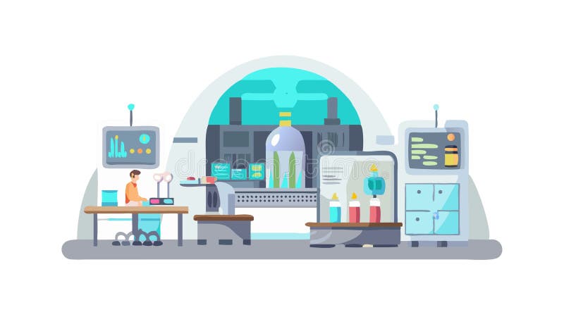 Futuristic Laboratory, Advanced Scientific Research, vector design Generative AI stock illustration