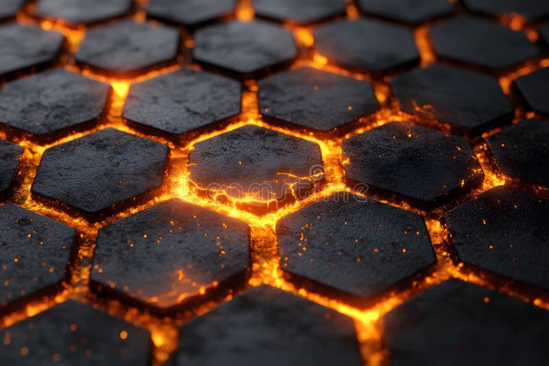 Futuristic Lava-Inspired Hexagonal Pattern for Sci-Fi Design Concepts Generative AI royalty free illustration