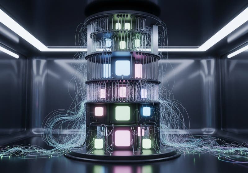 Futuristic machine in a sleek, metallic vector illustration