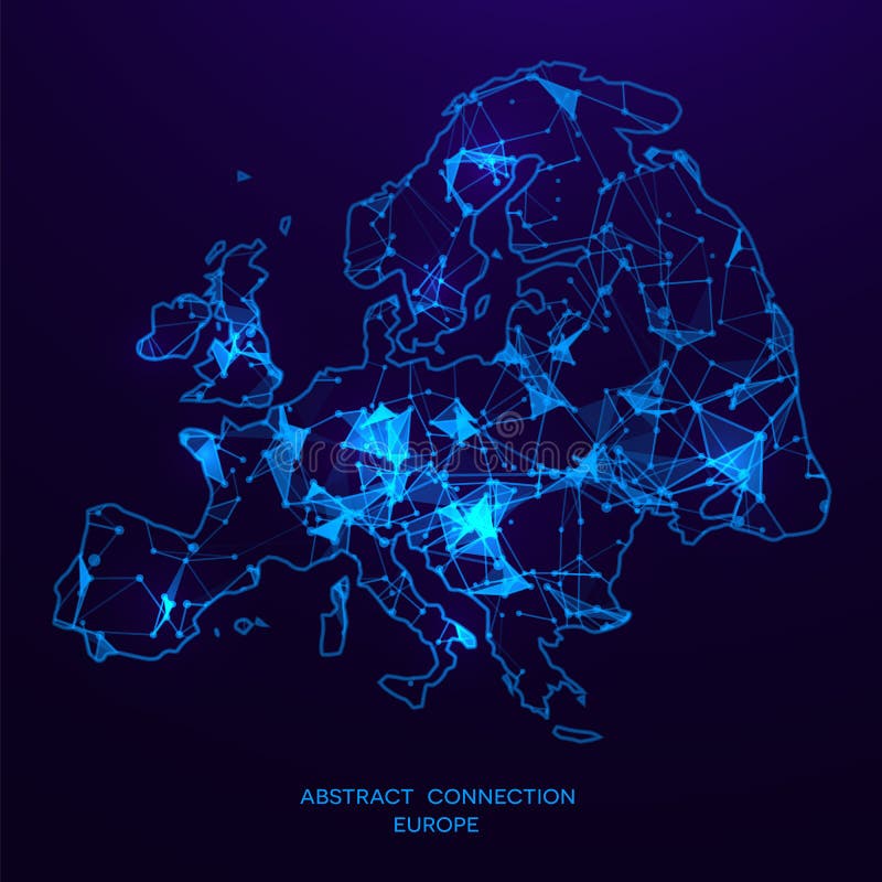 Digital Map Of Europe Futuristic Map Of Europe Consisting Stock Vector - Illustration Of Romania,  Modern: 119075048