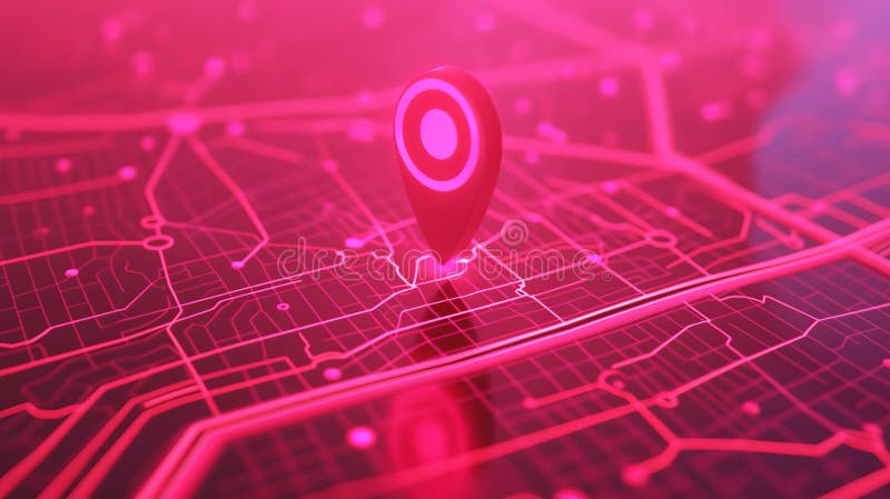 Futuristic map interface with glowing digital marker vector illustration