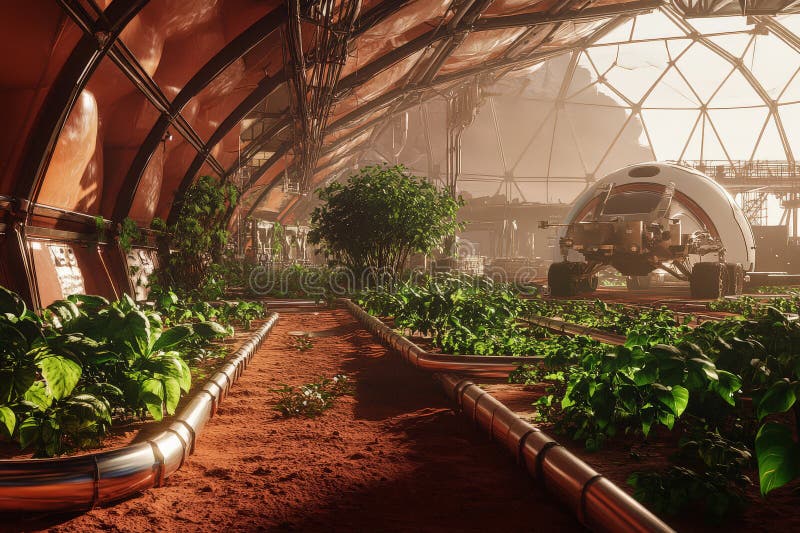 Futuristic Mars Colony Dome royalty free illustration