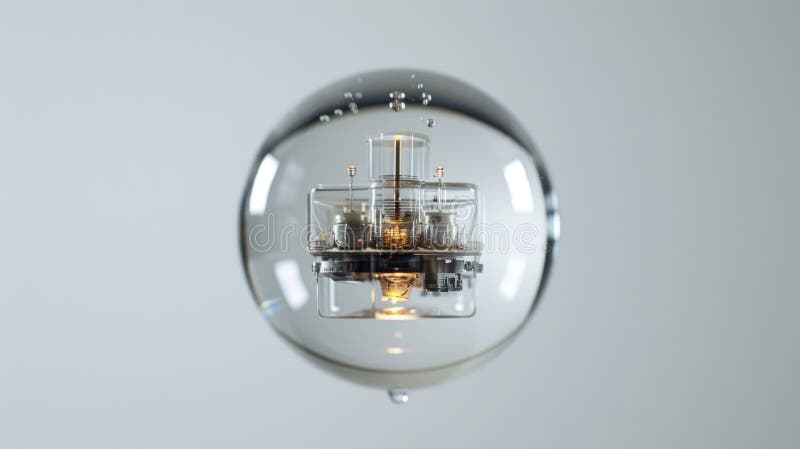 Futuristic Mechanism Encased in a Glass Sphere stock illustration
