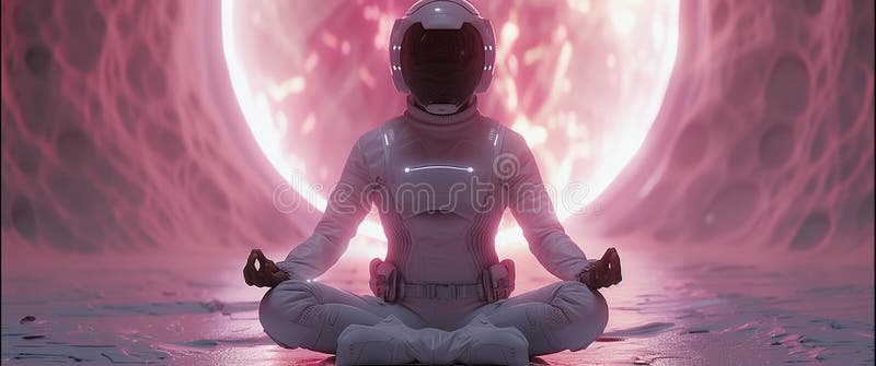 Meditație futuristă într-o sferă luminoasă vector illustration