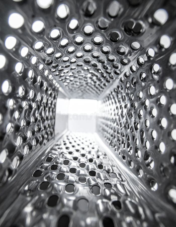 Futuristic Metal Tunnel with Light at the End stock illustration