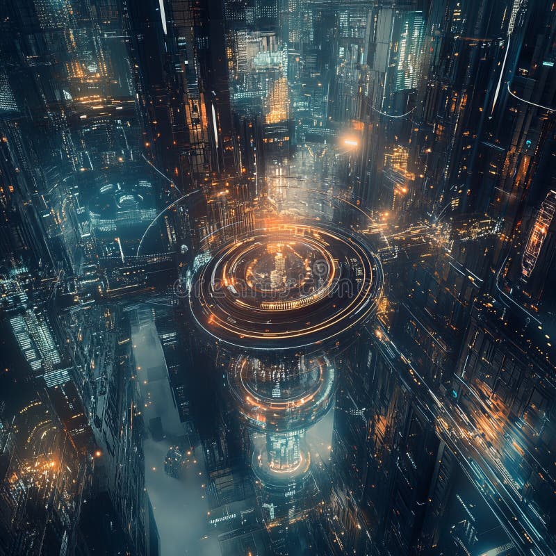 Futuristic Metropolis : En blick in i framtiden för stadsplanering och stadsteknik royaltyfri illustrationer