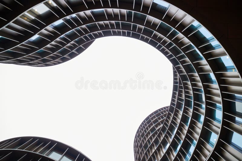 Futuristic modern buildings in denmark by the water stock photos