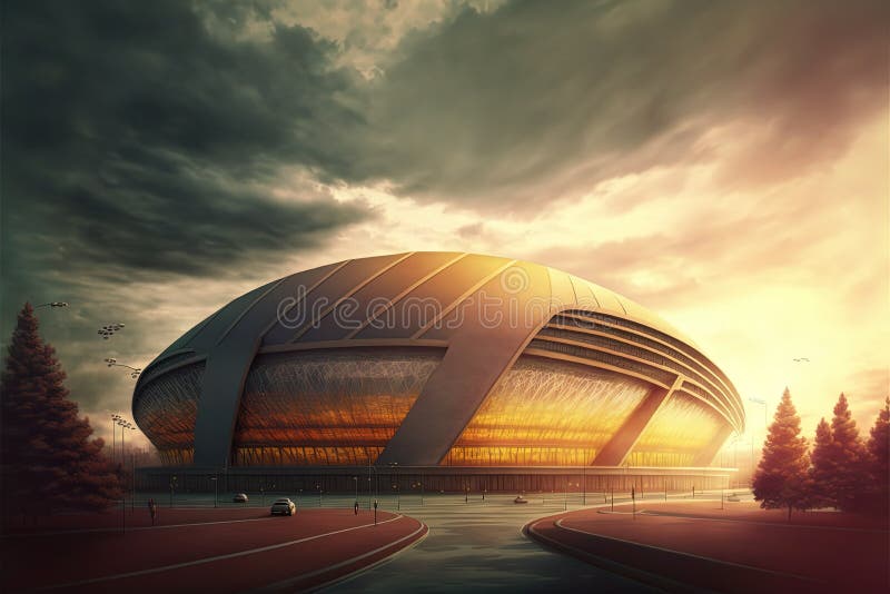 Futuristic Modern Sport Arena Beautiful Architecture Generative Ai
