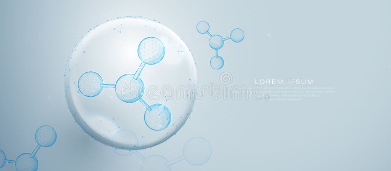 Futuristic molecular structure with digital low poly mesh on soft blue background royalty free illustration