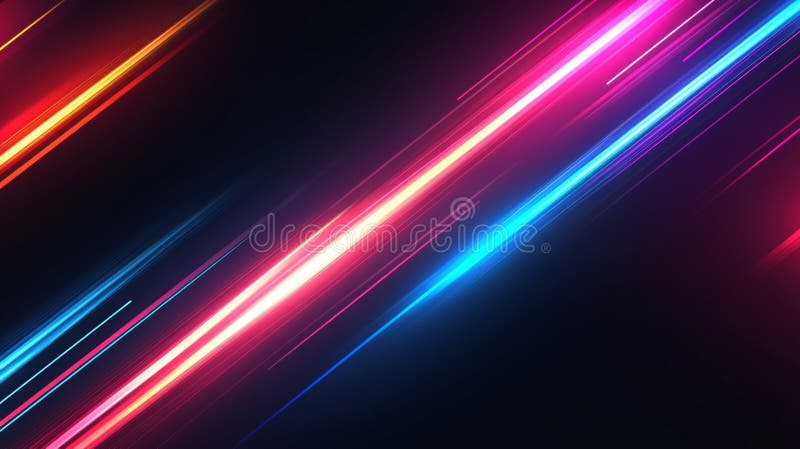 Futuristic Motion Background with Neon Light Paths and Geometric Traces in Cyberpunk Style vector illustration