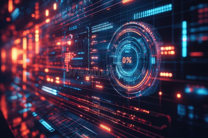 Futuristic Neon Geometric Digital Background, glowing elements and an abstract aesthetic royalty free stock photos