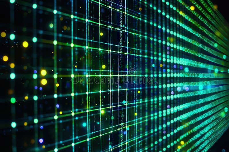 Futuristic Neon Grid Pattern with Colorful Lights vector illustration