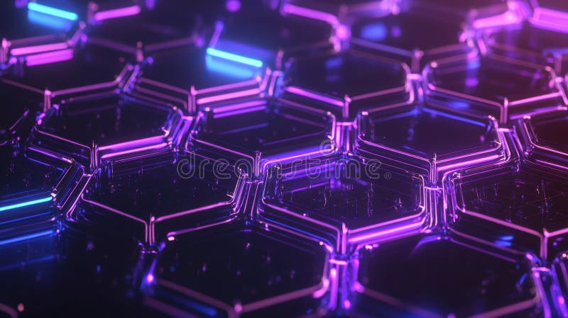 Futuristic Neon Hexagonal Network Pattern Background