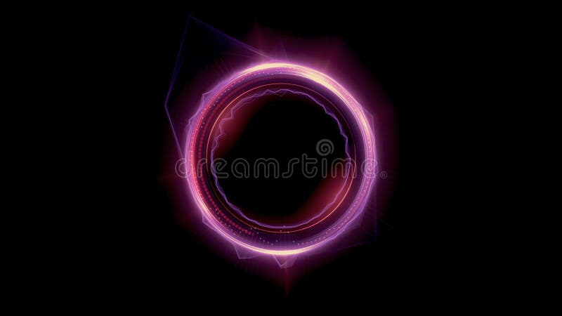 Futuristic neon shine ring background. 3d render seamless loop animation. 4K UHD royalty free illustration