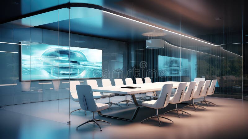 Futuristic office meeting room vector illustration