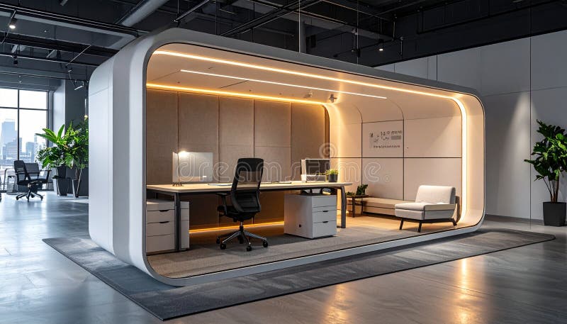 Futuristic Office Pod for Modern Hybrid Work vector illustration