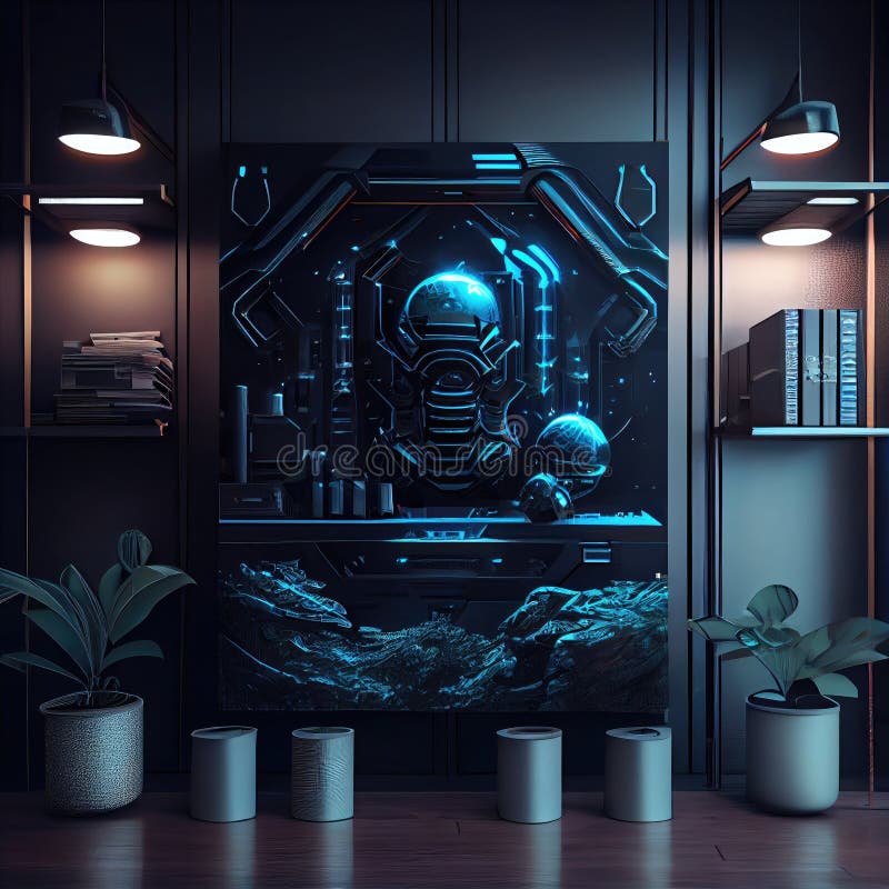 Futuristic Panels and Decorative Elements in Dark Tone Scifi
