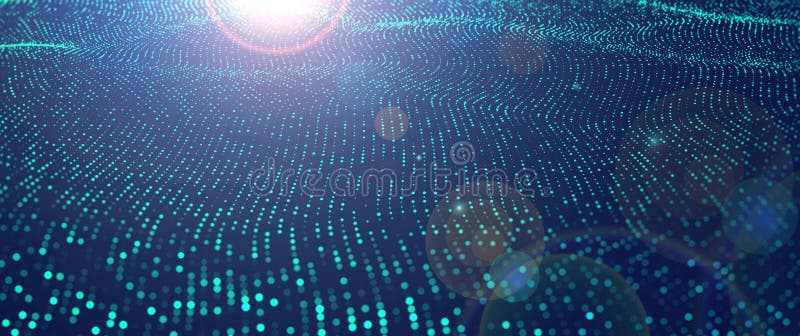 Futuristic particle surface wave. Wavy grid of cyber dots. Hi-tech network stock illustration