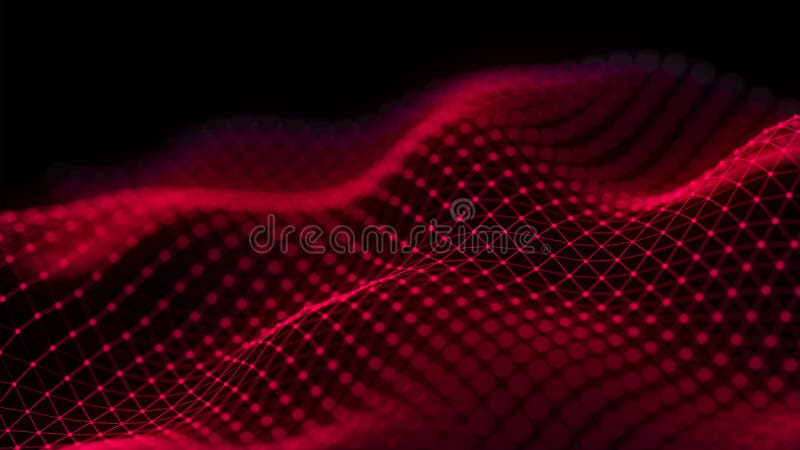 Futuristic particle wave. Abstract technology background. Big data visualization. Vector illustration stock illustration
