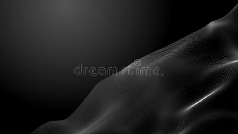 Futuristic point dark black wave animation Digital of particles 3d rendering stock illustration