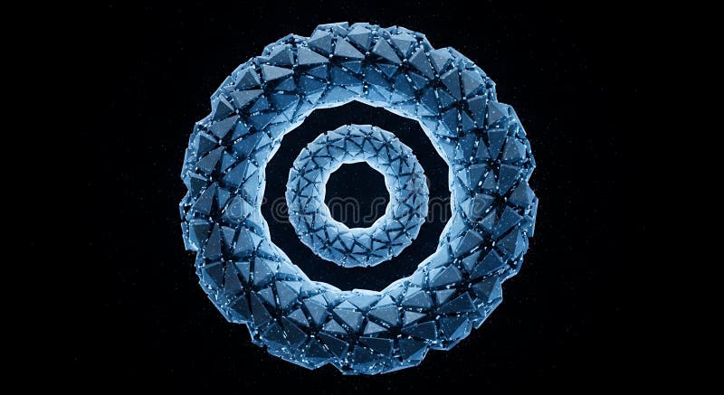 Futuristic Polygonal Crystal Rings in Space stock illustration