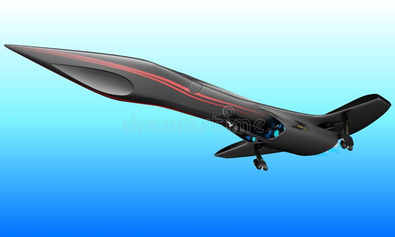 A futuristic project of a supersonic passenger business jet is designed for intercontinental flights. 3D illustration.