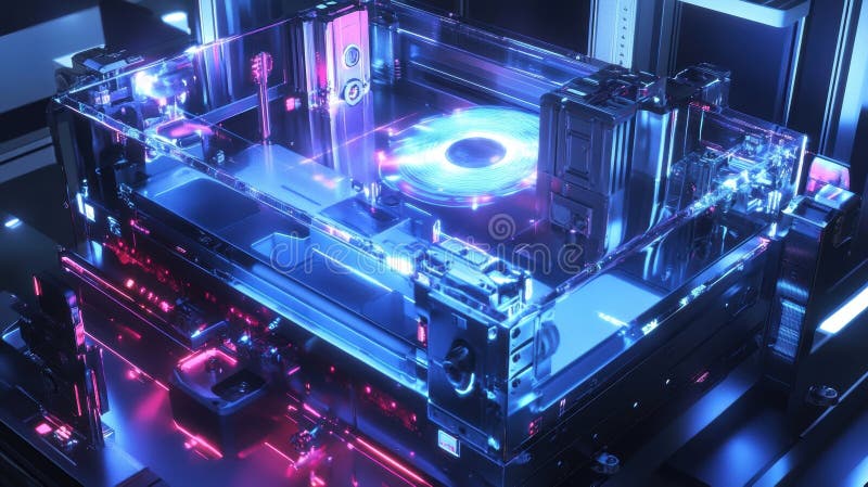 Futuristic quantum computer processing data with innovative technology royalty free stock images