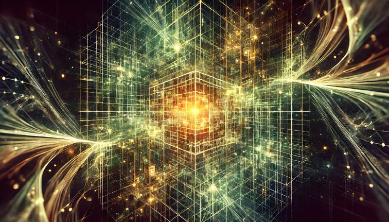 Futuristic Quantum Computing Data Grid Abstract royalty free stock photo