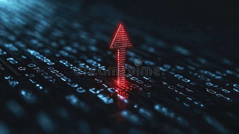 Futuristic Red Arrow on Digital Background royalty free illustration