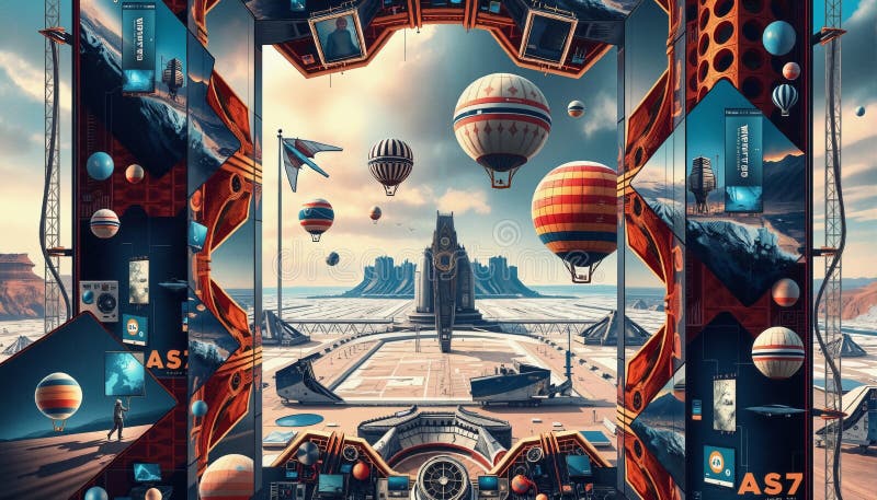 Futuristic Retro Fantasy Landscape stock photography