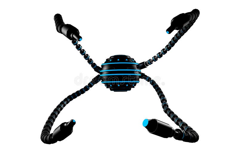 Futuristic robot dron with tentacles. royalty free illustration