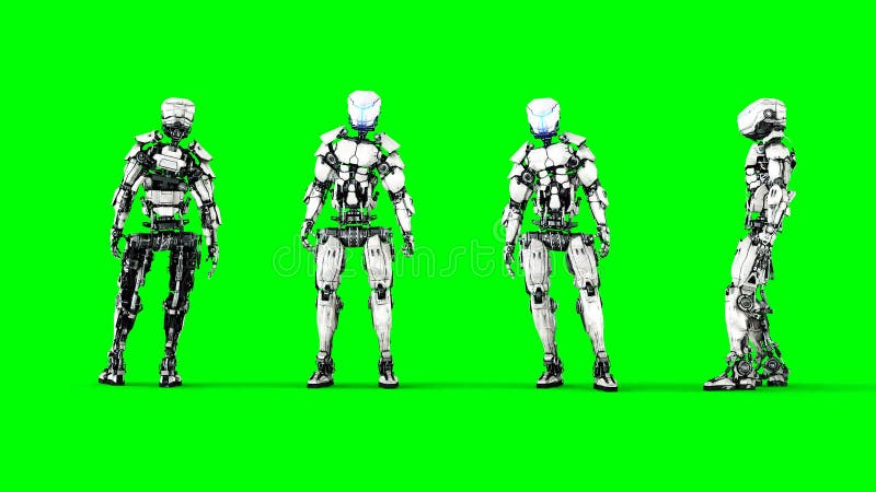 Futuristic robot isolate on green screen. Realistic 3d render. vector illustration