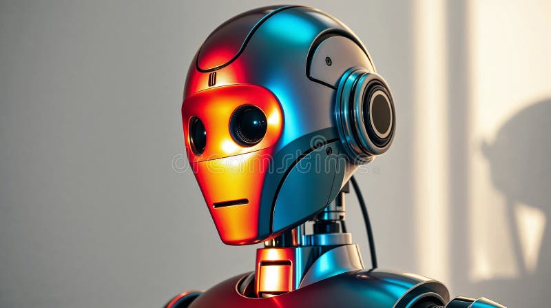 Futuristic robot showing artificial intelligence and modern technology stock illustration