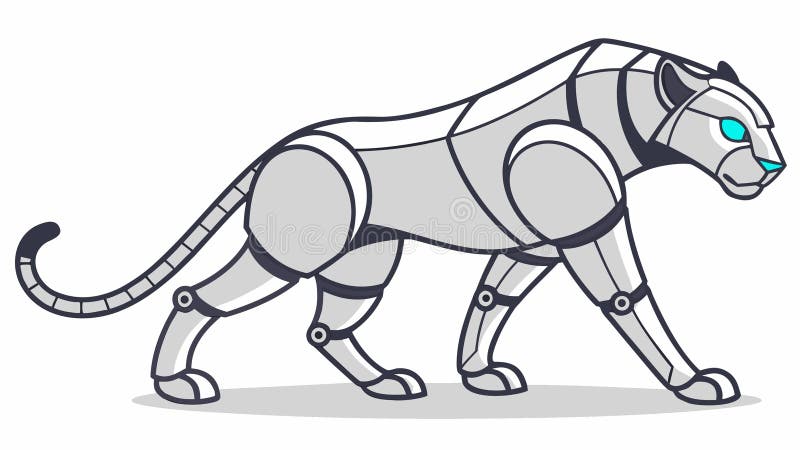 Futuristic Robotic Panther, Cybernetic Wild Cat, Advanced Tech vector design Generative AI stock illustration
