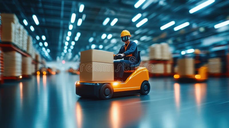 Futuristic Robotics in Automated Warehouse Operations royalty free stock image