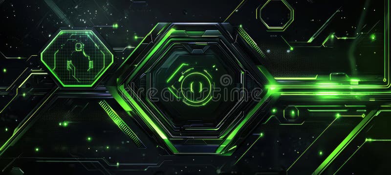 Futuristic Robotics Engineer Email Signature with Neon Green Circuit Design stock image
